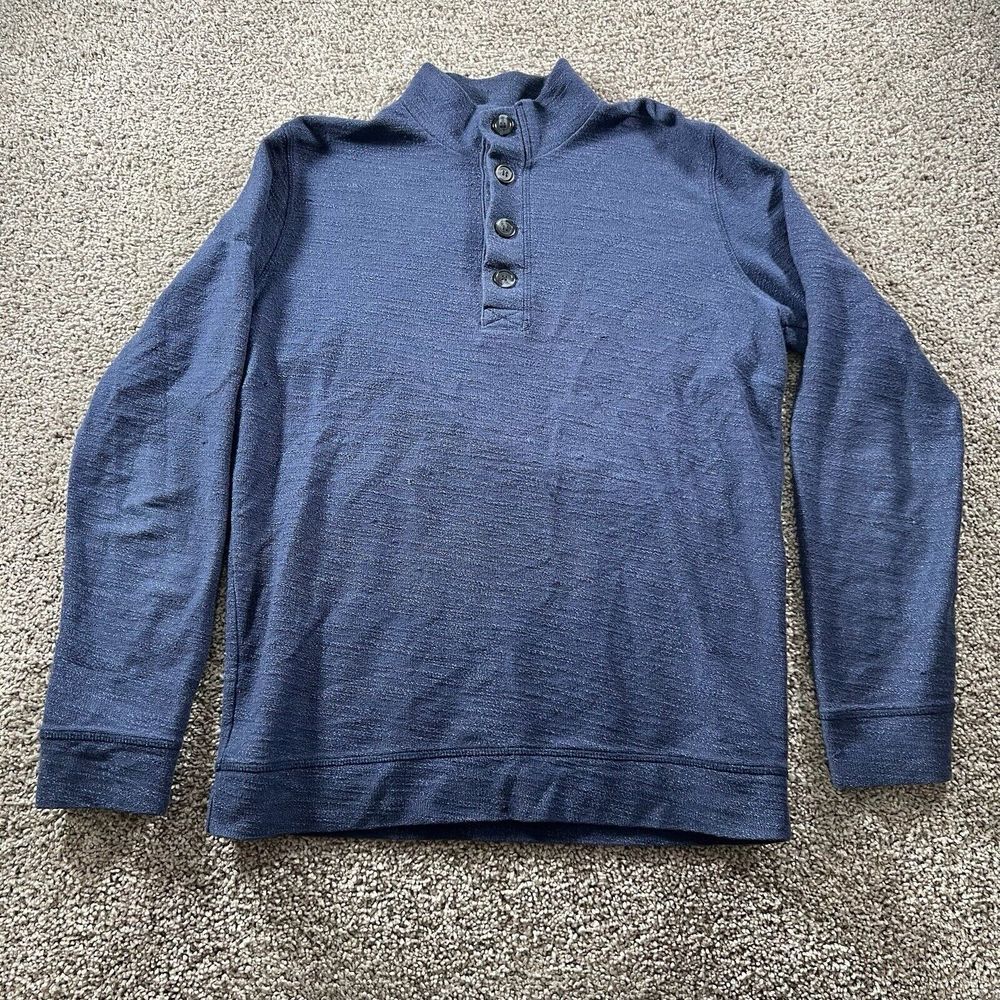 Marine Layer Henley Sweater Mens Medium Navy Pullover Classiccore Preppy Casual